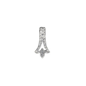 Bail, JBB Findings, ice-pick, antiqued sterling silver, 15x7mm leaf, 9mm grip length. Sold individually.