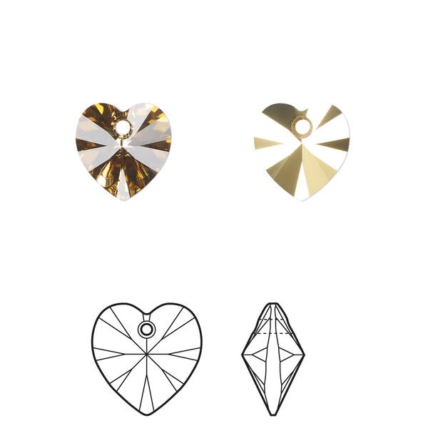 Drop 1pkg288 crystal aurum, Swarovski&reg;, 10mm pendant heart 6228 image number 0