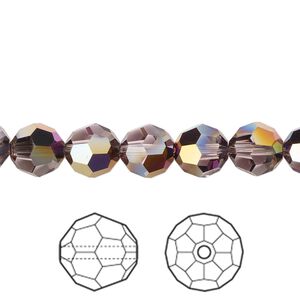 Bead 12pk light amethyst heavy vitrail light, Crystal Passions&reg; 8mm round 5000
