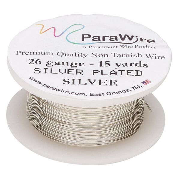 Wire, ParaWire&trade;, silver-plated copper, round, 26 gauge. Sold per 15-yard spool. image number 0