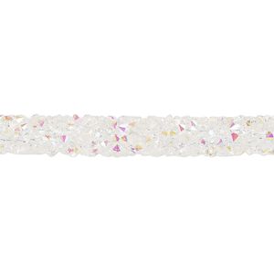 Tube, PVC plastic and glass rhinestone, transparent clear AB, 6-7mm wide. Sold per 8-inch section.