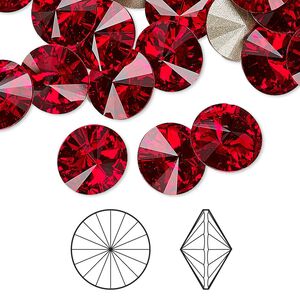Chaton 48pk light Siam foil back, Crystal Passions&reg; 10.54-10.91mm rivoli SS47 1122