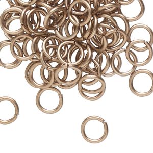 Jump ring 1pkg100 aluminum, 8mm round, 16 gauge / 5.4mm inside diameter / copper patina / antique