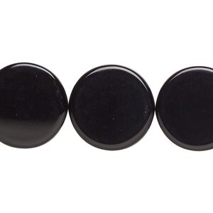 Black onyx 1pkg1, flat round bead 15.5-16 inch 18mm