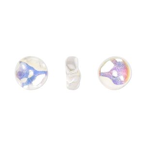 Bead, Czech pressed glass, crystal AB, 10x4mm rondelle. Sold per 15" to 16" strand.
