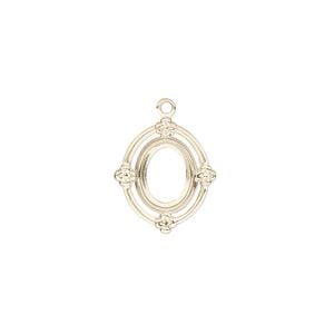 Drop, glue-in, 14Kt gold-filled, 15x13.5mm oval flower with 8x6mm oval setting and open back. Sold individually.