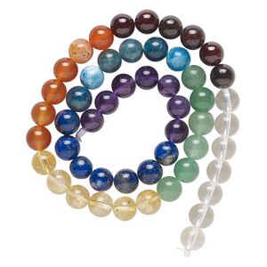 Multi-gemstone 1pkg1, round bead 15.5-16 inch 8mm