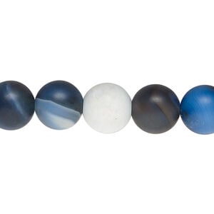 Blue agate 1pkg1, matte round bead, 15.5-16 inch 9.5-10mm