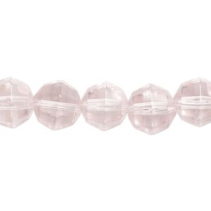 Bead, glass, transparent pink, 10mm checkerboard faceted round. Sold per 13-inch strand, approximately 30 beads.