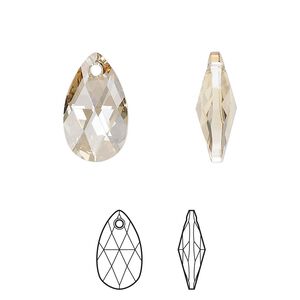 Drop 2pk crystal golden shadow, Crystal Passions&reg; 16x9mm pendant pear 6106