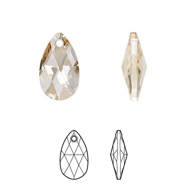 Drop 2pk crystal golden shadow, Crystal Passions&reg; 16x9mm pendant pear 6106 image number 0