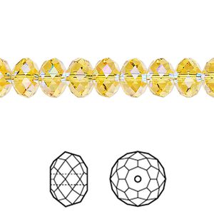 Bead 288pk light topaz shimmer 2X, Swarovski&reg; 8x6mm rondelle 5040