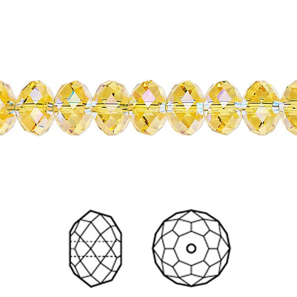 Bead 288pk light topaz shimmer 2X, Swarovski&reg; 8x6mm rondelle 5040 image number 0