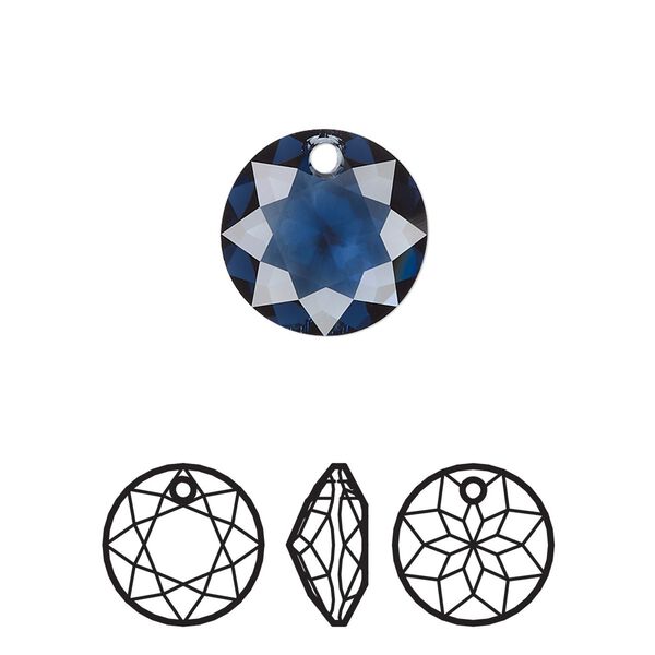Drop 24pk Montana, Swarovski&reg; 14mm pendant classic cut 6430 image number 0
