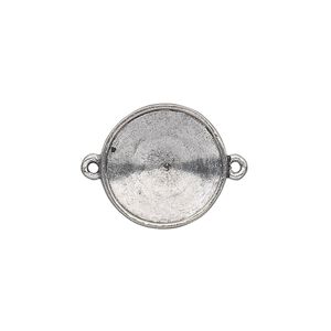 Link, Almost Instant Jewelry&reg;, antiqued pewter (tin-based alloy), 18mm round with 16mm rivoli setting. Sold individually.