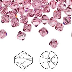 Bead 360pk rose, Swarovski&reg; 6mm XILION bicone 5328