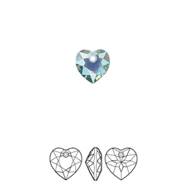 Drop 72pk aquamarine shimmer, Swarovski&reg; 8mm pendant heart cut 6432 image number 0