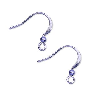 Ear wire fishhook 1pkg10 stainless steel / brass, 19mm flat / 3mm ball / open loop, 21 gauge electro-coated purple 5 pair