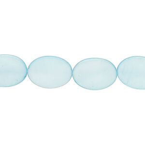 Mother-of-pearl shell 1pkg1, flat oval bead 15 inch sky blue 14x10mm
