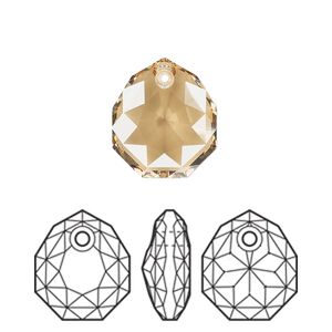 Drop 1pk crystal golden shadow, Crystal Passions&reg; 16x13.5mm pendant majestic 6436