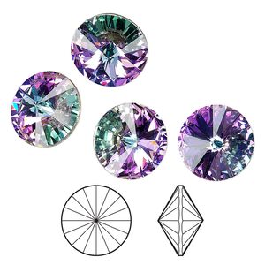 Chaton 4pk crystal vitrail light foil back, Crystal Passions&reg; 14mm rivoli 1122