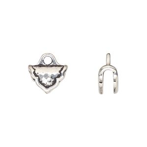 Crimp end, TierraCast&reg;, antique silver-plated pewter (tin-based alloy), 12x8mm palace, 2.7mm inside diameter. Sold per pkg of 20.