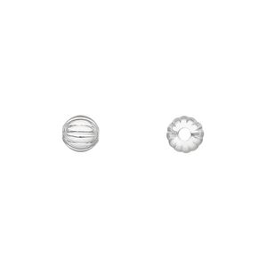 Bead 1pkg1000 silver-plated, 6mm corrugated round, brass
