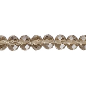 Bead, glass, translucent smoke, 8x6mm faceted rondelle. Sold per 8-inch strand, approximately 30 beads.