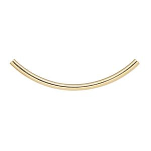 Bead 1pkg100 gold-plated, 38x2mm curved tube, brass