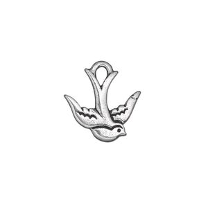 Charm, TierraCast&reg;, antique silver-plated pewter (tin-based alloy), 16.5x15.5mm double-sided swallow. Sold per pkg of 20.