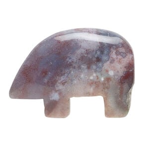 Fancy jasper 1pkg1, half-drilled Zuni-style bear focal natural, 34x23mm-38x31mm