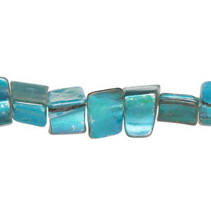 Mother-of-pearl shell 1pkg1, triangle tube bead 15 inch electric blue 6x5mm-13x9mm