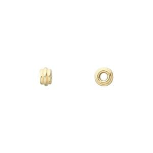 Bead 1pkg16 gold-finished sterling silver, 5x3mm rondelle / ridges