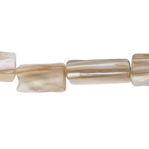 Mother-of-pearl shell 1pkg1, stick bead 15 inch light brown 15x8mm-18x12mm