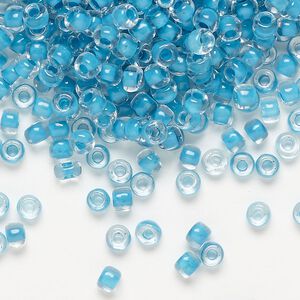 Seed bead, Dyna-Mites&trade;, glass 1pkg0.5kg, #6 round, translucent inside dyed color turquoise blue (223 6/0 RR)