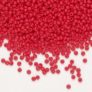 Seed bead, Preciosa Ornela Czech glass, pkg/50g, #11 rocaille, opaque matte red, (93190).