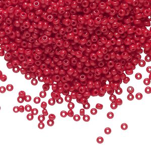 Seed bead, Preciosa Ornela Czech glass, pkg/500g, #11 rocaille, opaque ruby red, (93210).