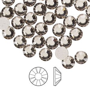 Flat back 24pk black diamond foil back, Preciosa MAXIMA Czech crystal hotfix rhinestone 6.3-6.5mm chaton rose round SS30