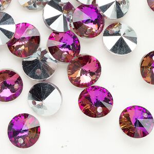 Glass 1pkg20, "purple passion" rivoli round drop clear 10mm