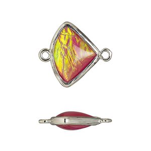 Link, Opalized Ice&trade;, "opal" (resin) and imitation rhodium-finished brass, opaque light purple, 19x15mm double-sided fan. Sold per pkg of 4.