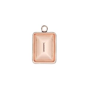 Drop, Almost Instant Jewelry&reg;, copper-plated brass, 16.5x12.5mm faceted rectangle with 14x10mm rectangle setting. Sold per pkg of 4.