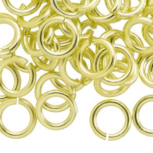 Jump ring 1pkg100 aluminum, 12mm round, 12 gauge / 7.9mm inside diameter / light green