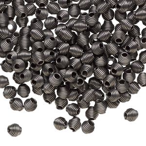 Bead 1pkg1oz gunmetal-finished, 5x4mm oval coil, steel