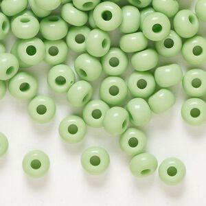Seed bead, Preciosa Ornela, glass, opaque pale green, #2 rocaille. Sold per 500-gram pkg.