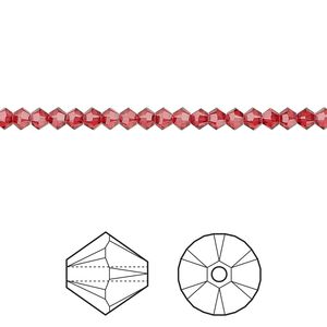 Bead 48pk scarlet, Crystal Passions&reg; 3mm bicone 5328