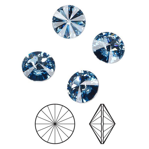 Chaton 4pk cool blue foil back, Crystal Passions&reg; Regenerated 14mm rivoli 1122 image number 0