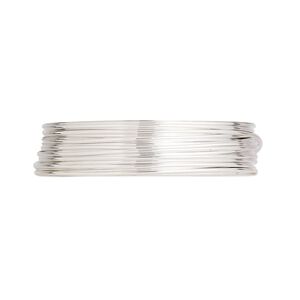 Wire, Argentium&reg; silver, full-hard, round, 22 gauge. Sold per pkg of 25 feet.