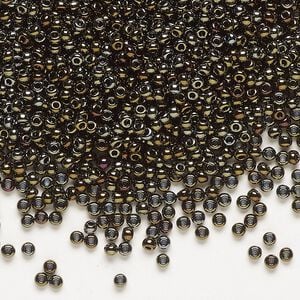 Seed bead, Preciosa Ornela Czech glass, pkg/500g, #11 rocaille, opaque brown iris black, (59115).