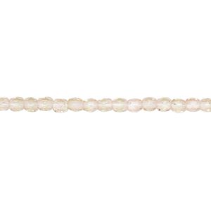 Bead, Czech fire-polished glass, green and pink, 3mm faceted round. Sold per 16-inch strand, approximately 130 beads.