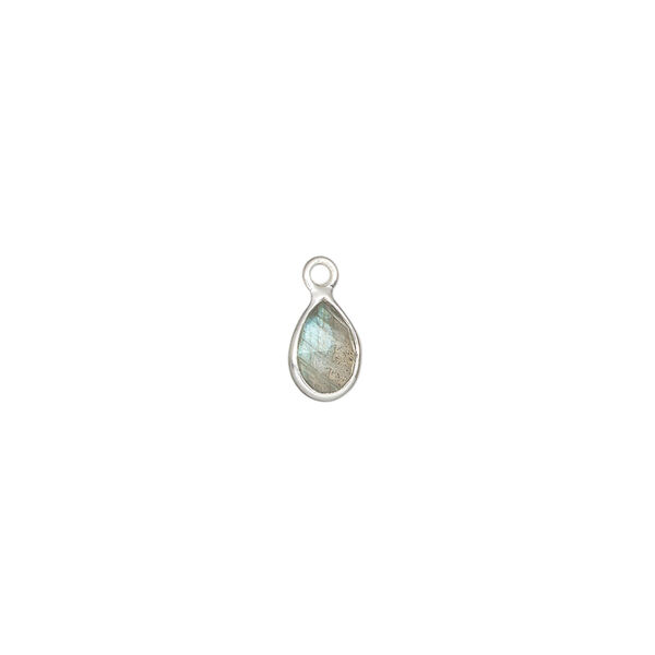 Drop 1pkg1, labradorite (natural) and sterling silver, 7x5mm faceted teardrop. image number 0